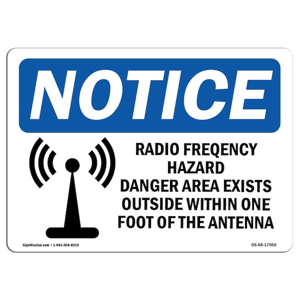 Signmission OSHA Notice Sign, 18" H, 24" W, Aluminum, Radio Frequency Hazard Danger Sign With Symbol, Landscape OS-NS-A-1824-L-17966 - main
